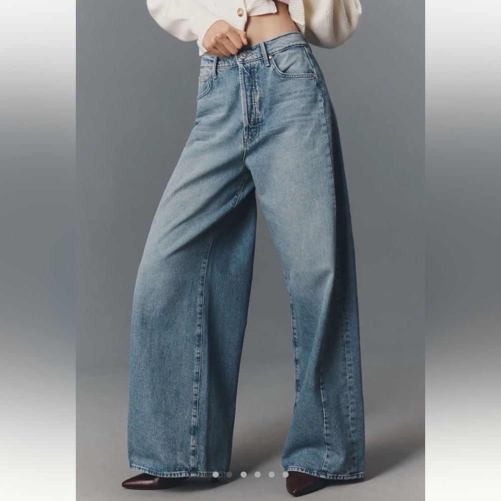 MOTHER Pipe Dream Button Sneak High-Rise Wide-Leg Jeans Size 25 like new